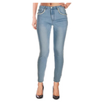 Lexi Women's Super Comfy Pearl Racer Stripe Five Pocket Ankle Jeans