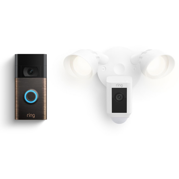 Ring Floodlight Cam Wired Plus with Ring Video Doorbell