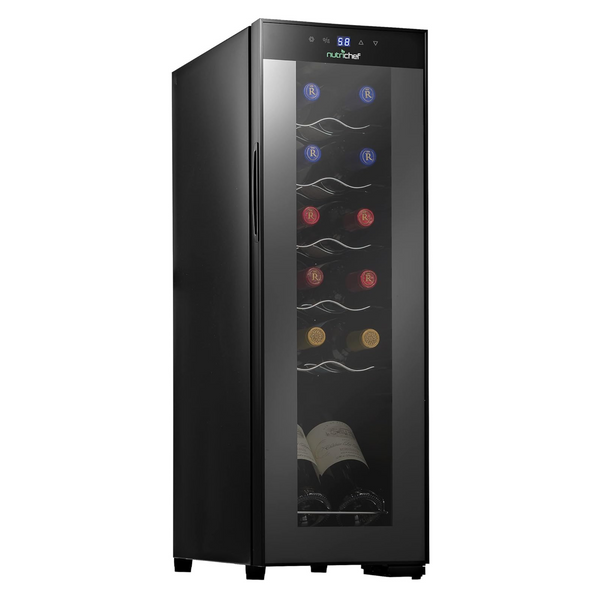 NutriChef Freestanding Countertop Compact Mini Wine Fridge Chiller 12 Bottle Capacity