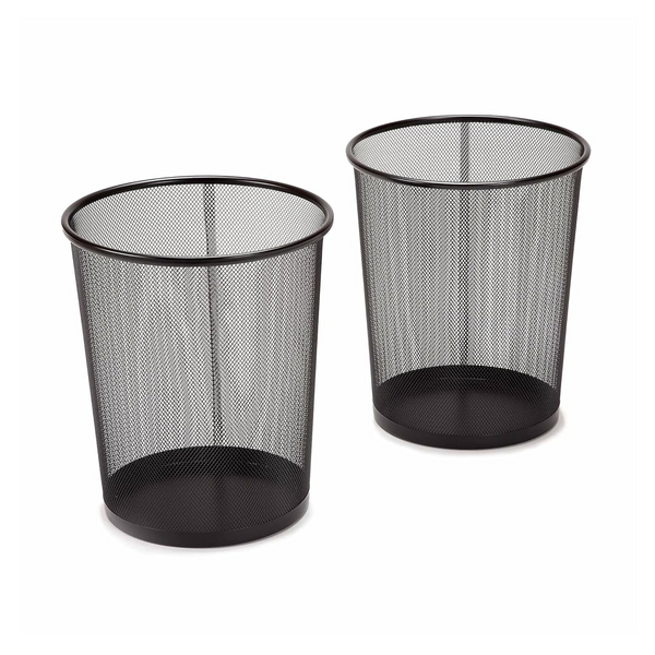 2-Pack 6-Gallon Seville Classics Steel Mesh Round Trashcan