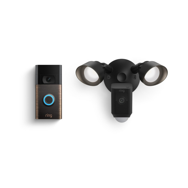 Ring Floodlight Cam Wired Plus with Ring Video Doorbell