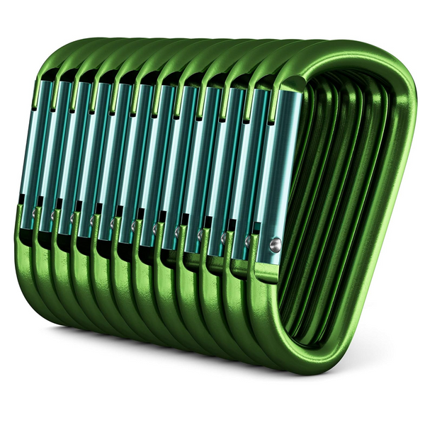 12-Pack 3" Aluminum Carabiner D Shape Buckle Pack