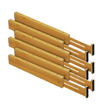 Bamboo Drawer Dividers 6-Pk, Adjustable Drawer Dividers for Bedroom, Bathroom, Kitchen Drawers (16.6-22 Inches)