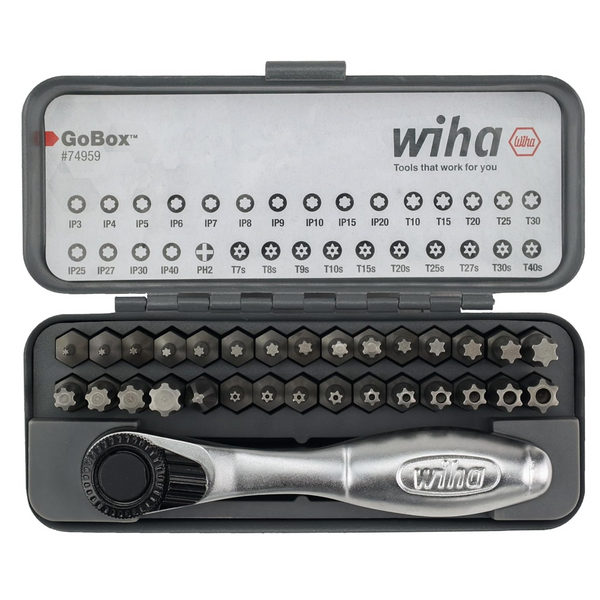 32-Piece Wiha GoBox Master Torx Bit Set w/ Mini Ratchet (74959)
