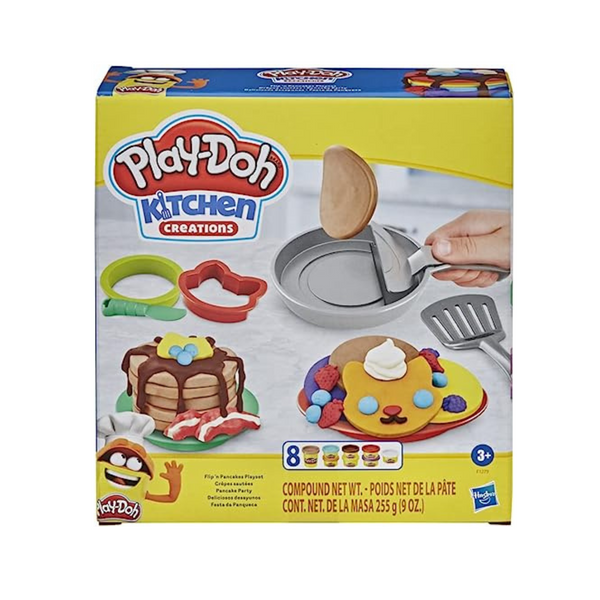 Play-Doh Kitchen Creations Juego Flip 'n Pancakes con 14 accesorios de cocina de juego