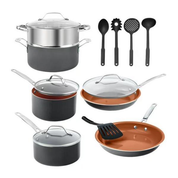 15 Piece Gotham Steel Nonstick Cookware Pots and Pans Set (4 Colors)