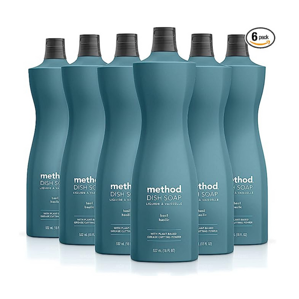 6 Bottles of Method Gel Dish Soap, Basil, Biodegradable Formula
