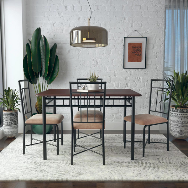 5-Piece Wood & Metal Dining Set