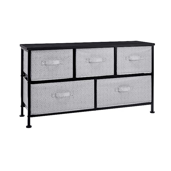 Amazon Basics Extra Wide Fabric 5-Drawer Storage Organizer Unit for Closet (Black)