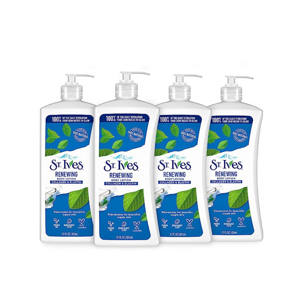 4 botellas de loción hidratante renovadora para manos y cuerpo St. Ives (botellas de 21 oz)