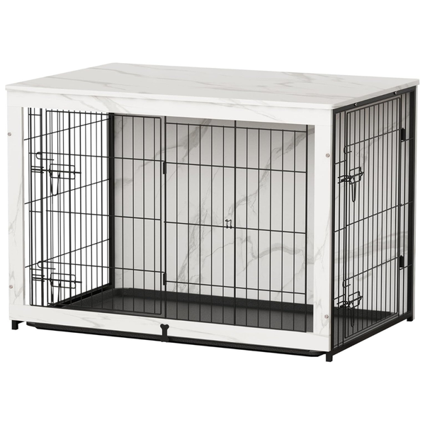 Wooden Dog Crate End Table with Cushion