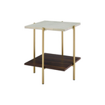 Walker Edison Hollin Mid Century Modern Square Marble Top Accent Table