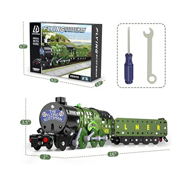 Juego de tren modelo de metal DIY Lucky Doug de 340 piezas