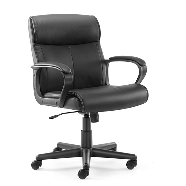Silla de escritorio ejecutiva acolchada para oficina en casa con respaldo medio y reposabrazos