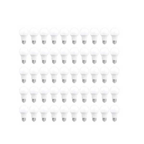 Pack of 50 AmazonCommercial 60 Watt Equivalent Dimmable A19 LED Light Bulbs