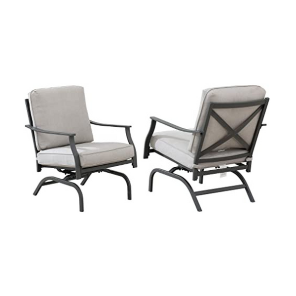 Juego de 2 sillas de asiento profundo para patio exterior con estructura de acero Archer de Ravenna Home