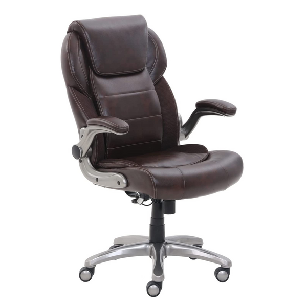 Silla ejecutiva ergonómica de cuero regenerado con respaldo alto de AmazonCommercial