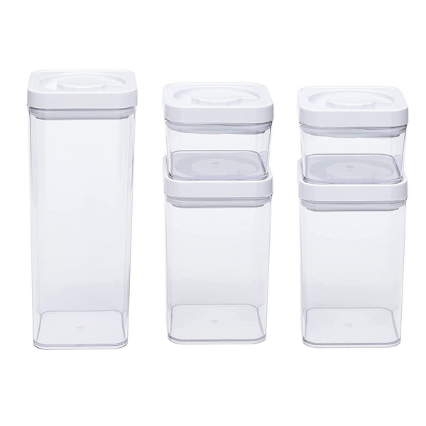 Amazon Basics 5-Piece Square Airtight Food Storage Containers