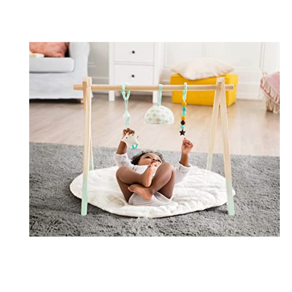 Gimnasio de juegos para bebés de madera, tapete de actividades