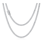 14K White Gold Plated Tennis Necklace (4 Sizes)