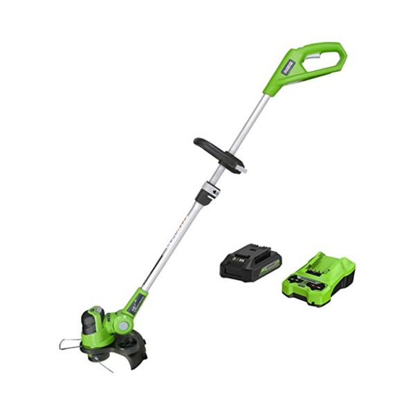 Greenworks 24V 12″ Cordless String Trimmer / Edger, 2.0Ah Battery and Charger Included