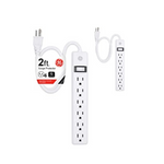 2-Pack 6 Outlet Power Strip w/ 2' GE Extension Cord