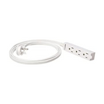 2-Pack Amazon Basics Indoor 6' Extension Cord 3-Outlet Power Strip w/ Flat Plug (White)