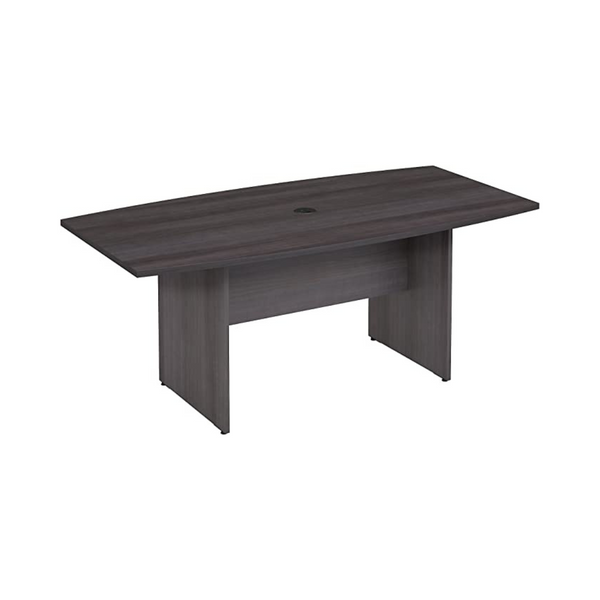 Bush Business Furniture Mesa de conferencias con forma de barco de 72 ancho x 36 profundidad con base de madera en gris tormenta