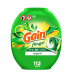 Gain flings Laundry Detergent Soap Pacs, HE Compatible, Long Lasting Scent, Original Scent