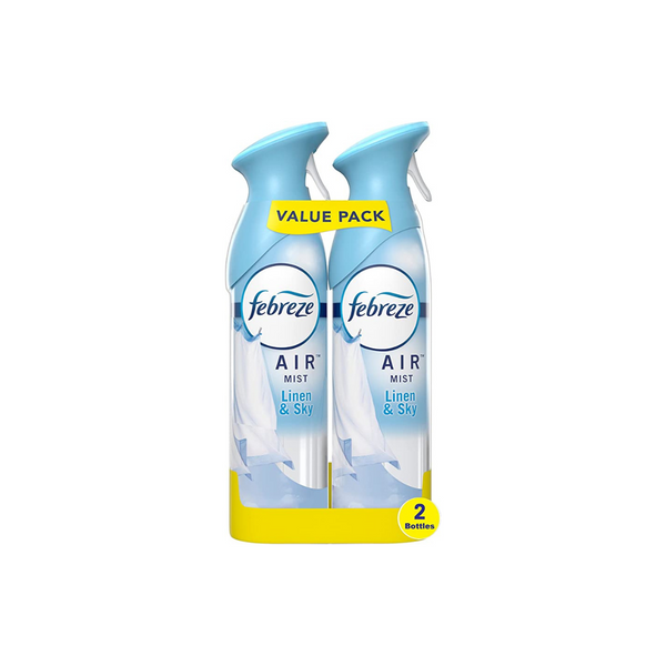 2 botellas de spray ambientador Febreze Linen &amp; Sky