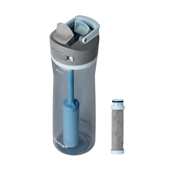 Contigo Wells Plastic Filter Water Bottle with AUTOSPOUT Straw Lid and Wells Replacement Filter
