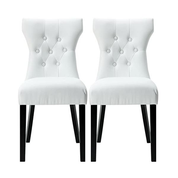 Modway Silhouette Modern Tufted Faux Leather Upholstered Parsons Two Dining Chairs