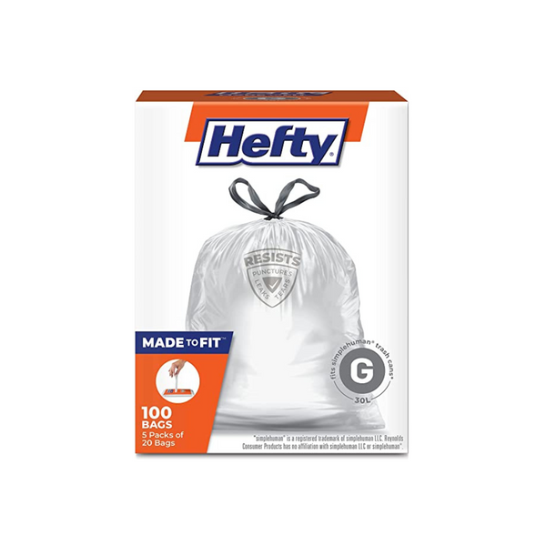 100 unidades Hefty hechas para adaptarse a bolsas de basura, 8 galones