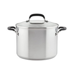 KitchenAid Brushed Stainless Steel 8 Quart Stockpot with Measuring Marks and Lid