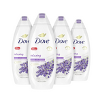 4 Bottles of Dove Body Wash for Softer and Smoother Skin with Lavender Oil and Chamomile