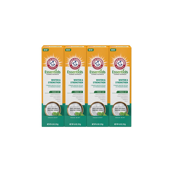 4-Pk 4.3-Oz Arm & Hammer Essentials Whiten & Strengthen Fluoride Toothpaste (Fresh Mint)