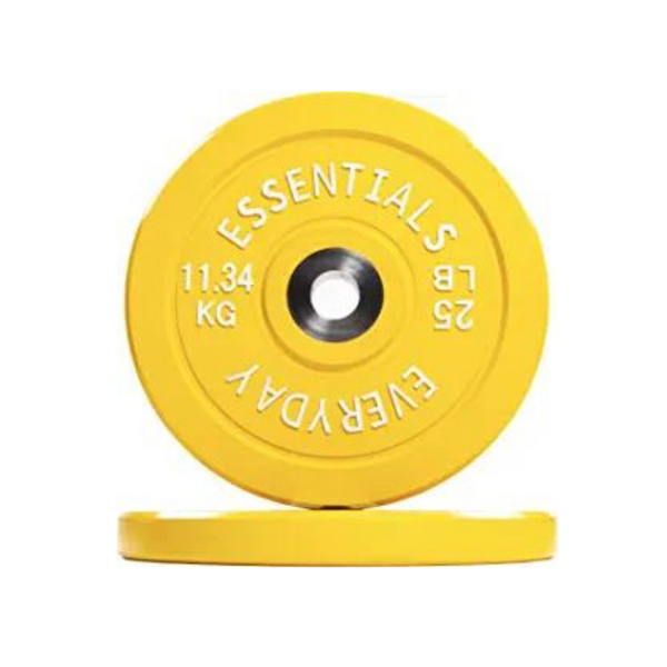 Pair of 25lb BalanceFrom Color Coded Olympic Bumper Plate Weight Plates with Steel Hub