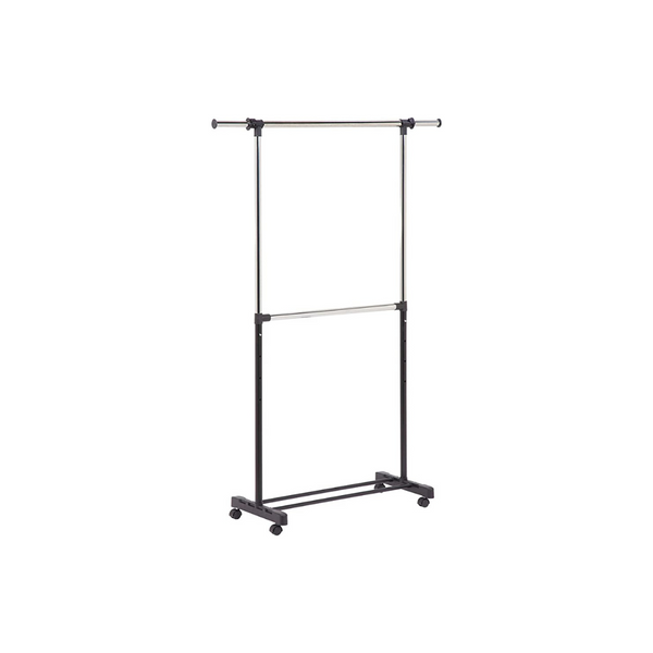 Honey-Can-Do Perchero doble de metal con ruedas ajustable