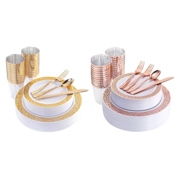 175 Pcs Disposable Plastic Dinnerware Sets