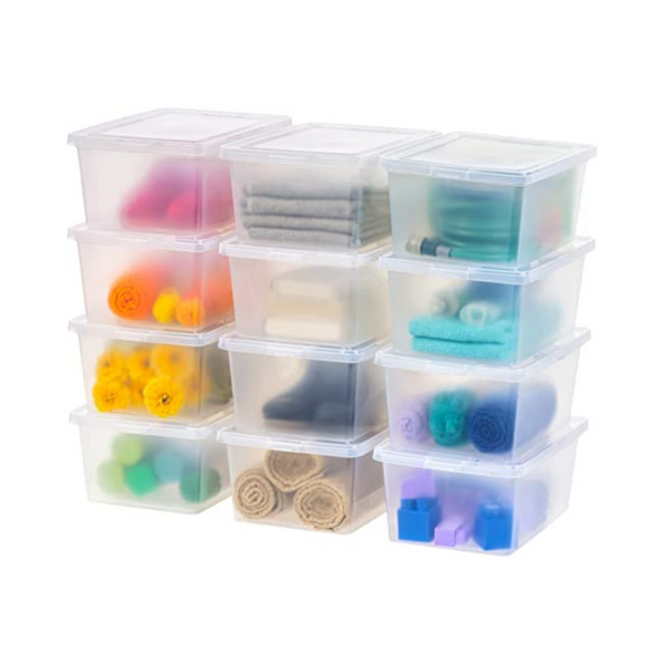 12 Pack Of  IRIS USA Stackable Nestable 17 Qt. Plastic Storage Container Bins with Latching Lid