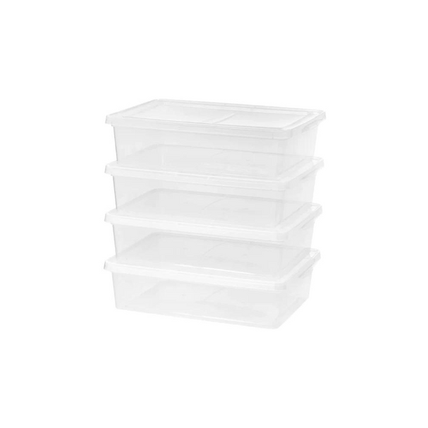 Mainstays Caja de almacenamiento de plástico para debajo de la cama, 28 cuartos, transparente, juego de 4