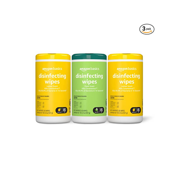 3 Packs of 85-Ct Amazon Basics Disinfecting Wipes