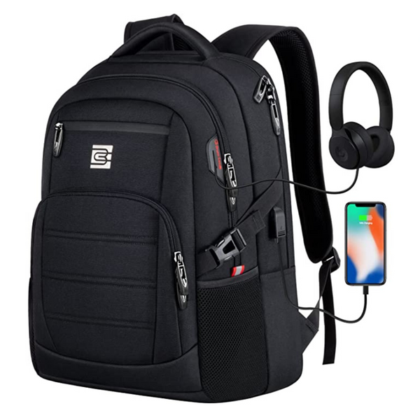 Mochila para portátil de viaje resistente al agua con puerto de carga USB