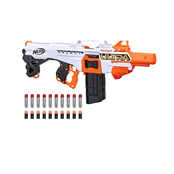 Lanzador totalmente motorizado Nerf Ultra Select de 20 dardos con 2 clips para dardos
