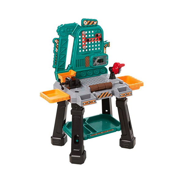 Juego de construcción de banco de trabajo para niños con herramientas, accesorios, casco de juego y más