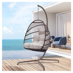 Wicker Brown Hanging Egg Chair With Stand