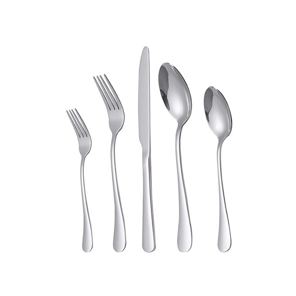 Juego de cubiertos de plata brillante de 20 piezas