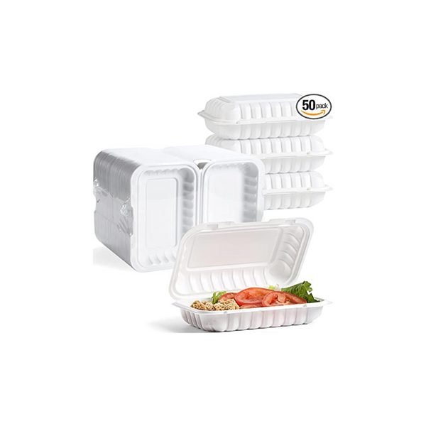 50Pack Clamshell Food Containers