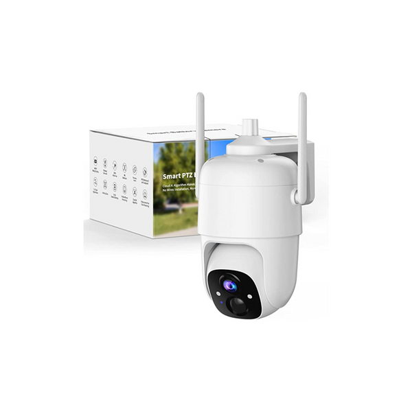 Cámara de seguridad para exteriores, cámara exterior inalámbrica 2K con PTZ de 360°
