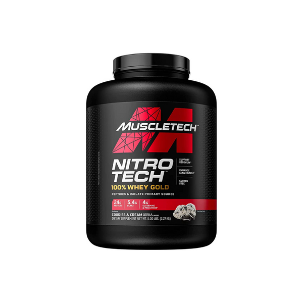 Proteína en polvo MuscleTech Nitro Tech Whey Gold de 5 libras (galletas y crema)